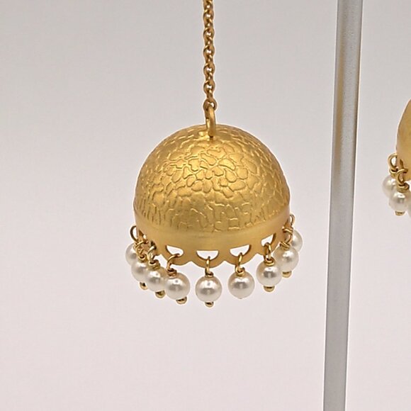 925 Sterling Silver Jhumka Natural Pearl Earrings – Great for Indian Weddings - Picture 6 of 10